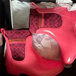 Coach Bright Watermelon Rubber Boots